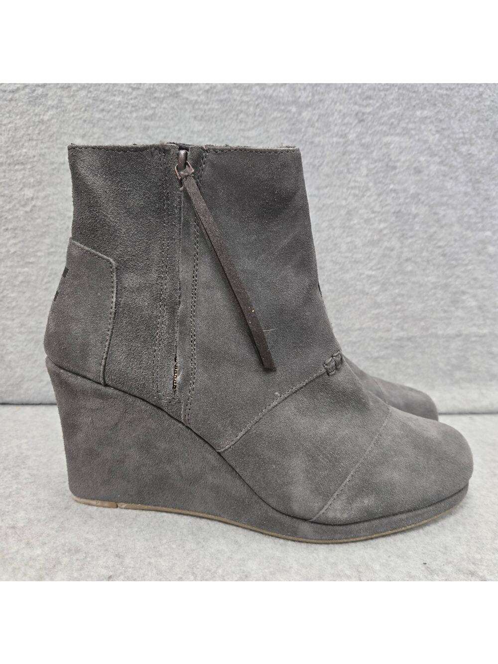 Toms Desert Wedge Zip Suede Booties Size 9.5